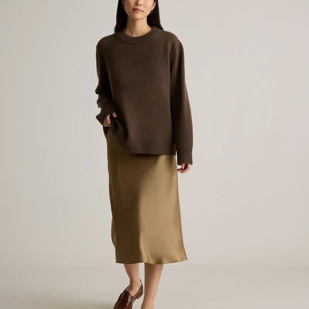 Quince Mongolian Cashmere Oversized Crew Neck Sweater in Brown Size XL - Picture 2 of 16